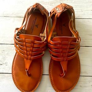 American Eagle outfitters tan thong sandals